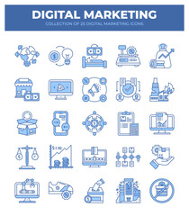 Collection of 25 Digital Marketing Icons. A Guide to Modern Business Strategies