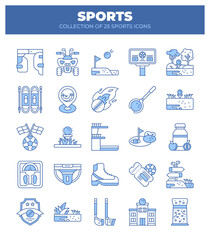 Fototapeta premium Collection of 25 Sports Icons. A Visual Guide to Summer and Fitness Activities