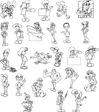 cartoon characters set of different professions and people