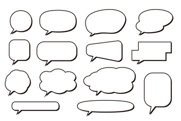 Fototapeta premium 白黒のシンプルでゆるい吹き出しセット