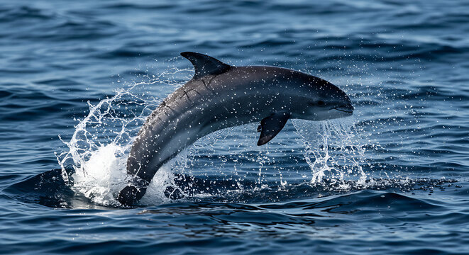 Delightful dolphin leaps ocean waves playful splash nature beauty wildlife ocean mammal marine life aquatic animal powerful jump amazing energy