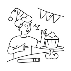 Cupcake Tower vector outline illustrations. EPS 10 file