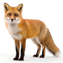 Fototapeta premium Red Fox Vulpes Vulpes Standing Isolated on White