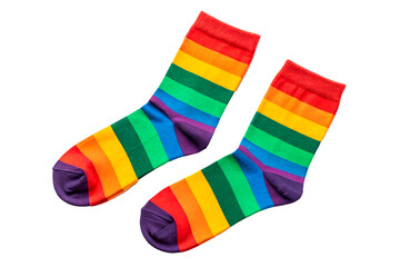 Socks with rainbow stripes. LGBTQ concept, isolated on transparent background - generated by ai