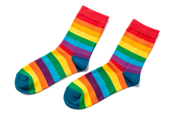 Socks with rainbow stripes. LGBTQ concept, isolated on transparent background - generated by ai