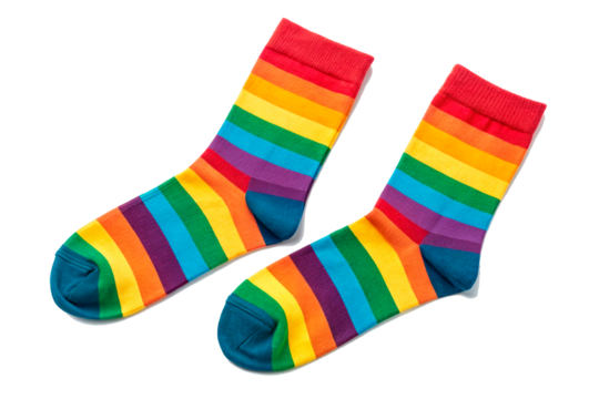 Socks with rainbow stripes. LGBTQ concept, isolated on transparent background - generated by ai