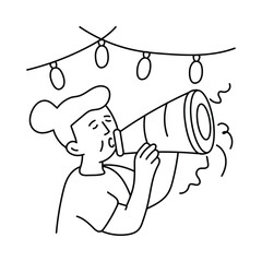 Party Horn vector outline illustrations. EPS 10 file