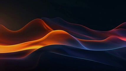A dark background with an orange and blue gradient that forms the shape of two wavy lines on top, creating a sense of depth in the design,  Generative AI Videos. - Powered by Adobe