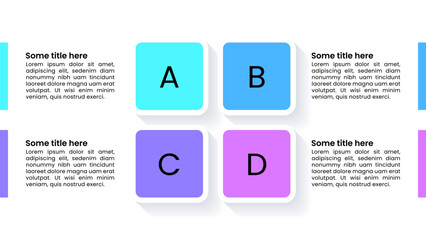 Infographic template. 4 colored squares with text