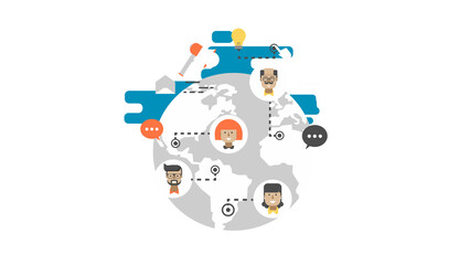 Global network connecting diverse people ideas and businesses worldwide collaboration
