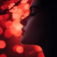 Woman portrait profile in dark shadows