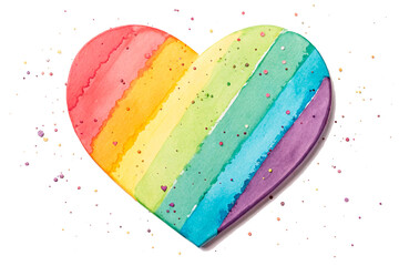 heart in lgbt rainbow colours with smudges, isolated on transparent background - generated by ai