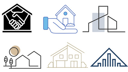 Minimal Real Estate and Housing Icons for Property, Construction, and Home Services