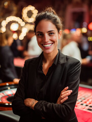 Smiling female casino worker portrait