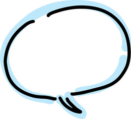 speech bubble hand drawn broken black outlines with blue outline on black lines