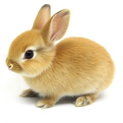 Obraz premium Adorable golden bunny posing attentively in clear, isolated studio shot