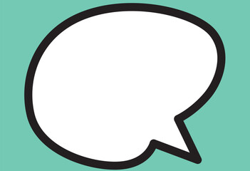 element white speech bubble with a solid thick black outline on a green background