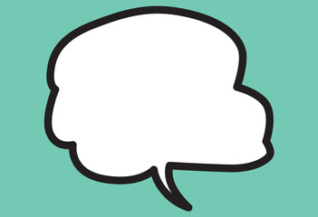empty white thought cloud with a solid thick black outline on a green background