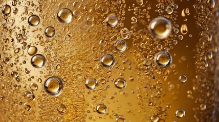 Close-up of Cold Beer Glass with Condensation and Bubbles 19