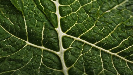Extreme Close-Up of Green Leaf Texture with Visible Vein Structure 9