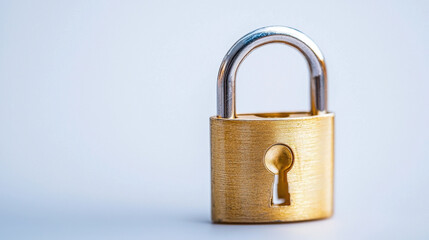 Golden padlock symbolizes security and protection, representing data privacy and safety in digital world