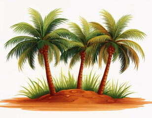 Tropical Island Palm Trees Vector