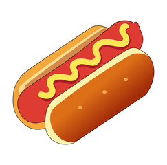 Cartoon Sausage Hot Dog Digital Vectors Illustration