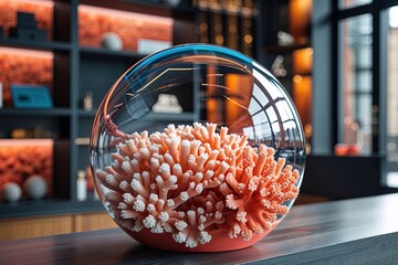 Contemporary Coral Display Case with Sphere for Engaging Business Presentation
