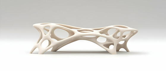 Abstract Light Beige 3D Printed Bench Design