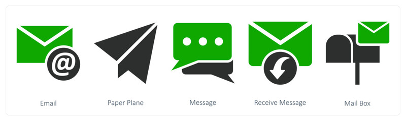 Naklejka premium A set of 5 business icons as email, paper plane, message