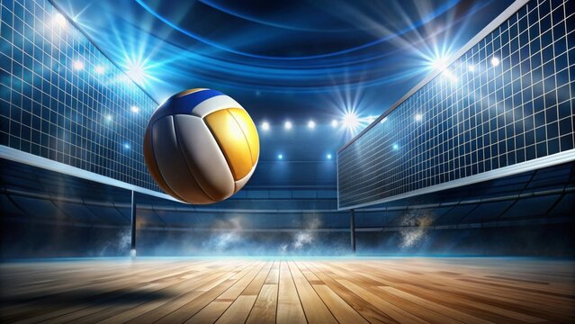 A Dynamic Volleyball in a Luminous Indoor Arena, Ready for the Serve