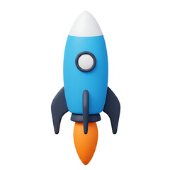 Cartoon Rocket Ship Launching 3D Render