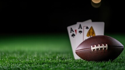 Obraz premium Football and aces on grass