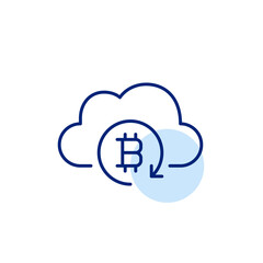 Seamless synchronization of Bitcoin data in the cloud. Crypto currency virtual drive. Pixel perfect, editable stroke icon