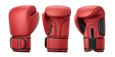 red boxing gloves isolated on transparent background