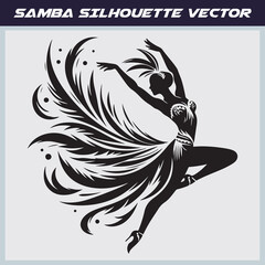 Samba Dancer Silhouette Vector – Energetic Latin Dance Graphic Collection