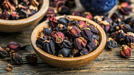 A dried ziziphus fruit being used in traditional herbal tea