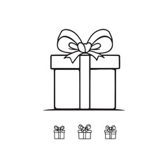 Gift box with ribbon bow line art vector