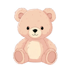 Fototapeta premium A cute teddy bear clipart, with organic forms, light brown and pink pastel colors, simple shapes, white background, vector art style