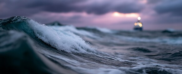 Turbulent Ocean Waves at Dusk