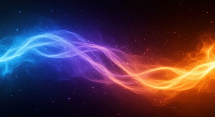 Obraz premium Cosmic clash A fiery stream meets icy energy amidst a starry void