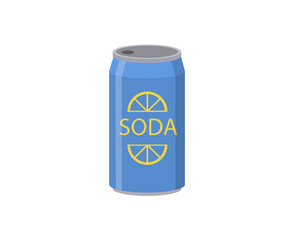Fototapeta premium Fizzy beverage in aluminium container with bright label and modern advertising design cold drink refreshment for supermarket product pop retail energy buy cardboard box graphic