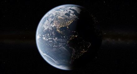 Naklejka premium Earth at Night: A Serene Celestial View