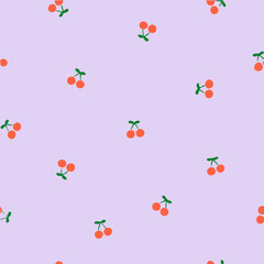 Seamless Cherry Pattern,Vector,Fabric Pattern Design, Pastel background
