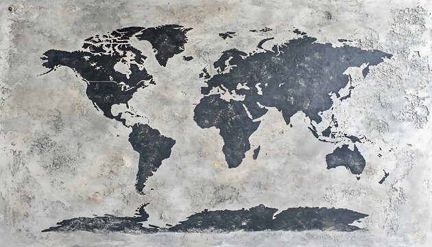 World map on a textured surface