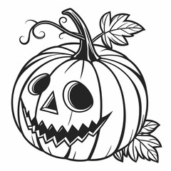 halloween pumpkin with leaves