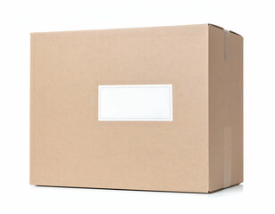 Open brown cardboard carton package is isolated on white for shipping and storage