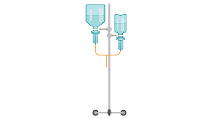 Medical IV drip stand illustration perfect for healthcare designs showing fluid bags and tubing precise detail