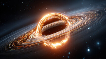 Stunning Accretion Disk of a Black Hole in Space Cosmic Energy and Galactic Beauty
