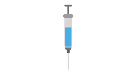 Medical syringe filled with vital blue liquid ready for injection healthcare hope